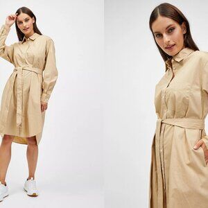 NWT GAP long sleeve big shirt dress in new sand (S)